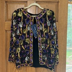 NWT Vintage Joseph Le Bon sequined jacket  purple/gold/black, size L